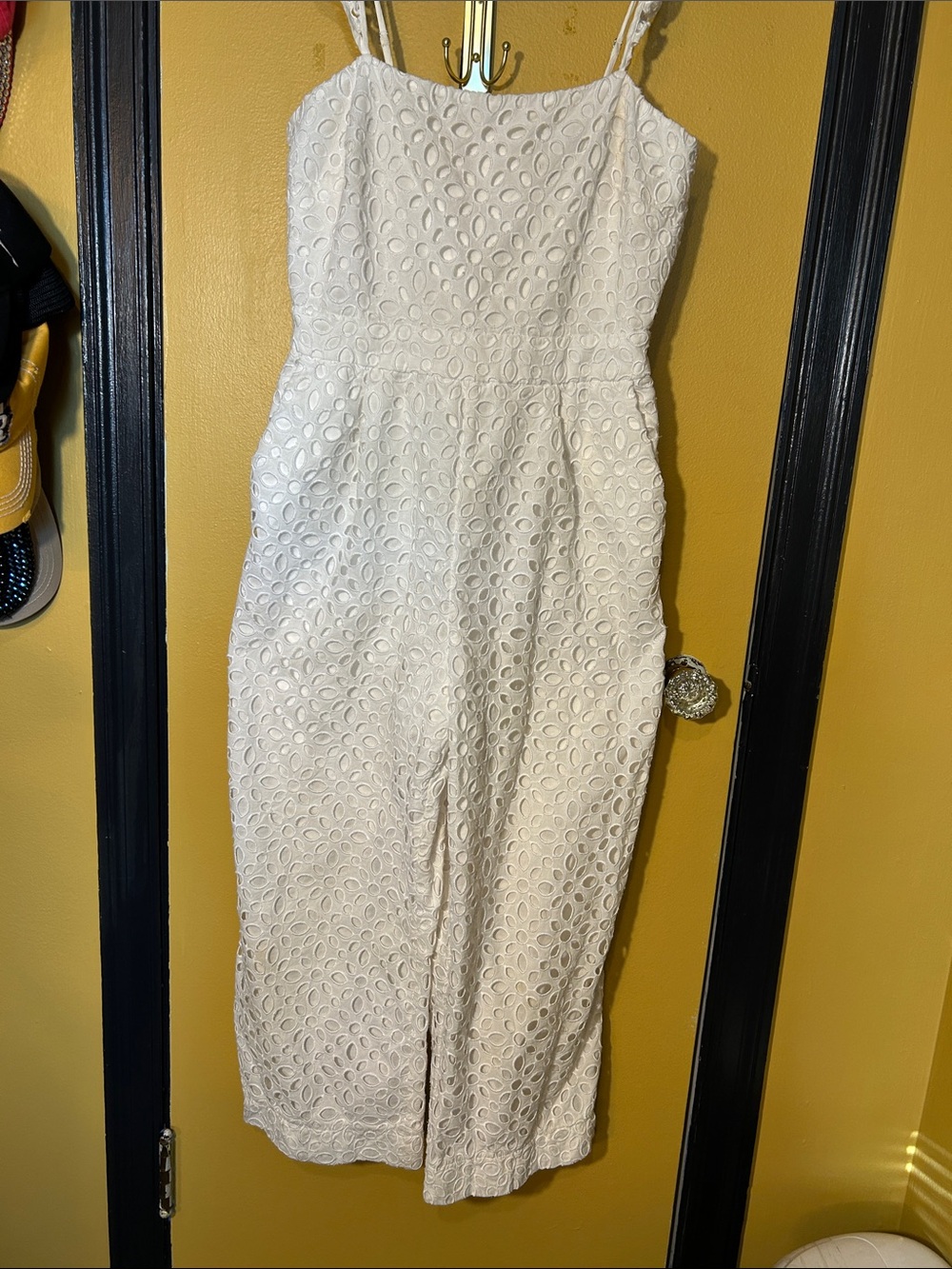 J. Crew White eyelet capri jumper